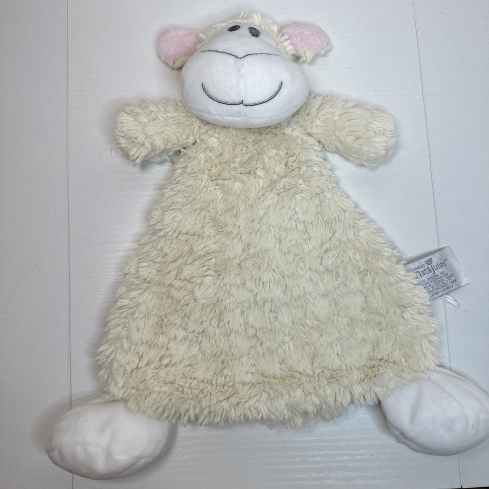Demdaco Sheep Lamb Lovey Security Blanket Cream White Plush Rattle Nat Jules